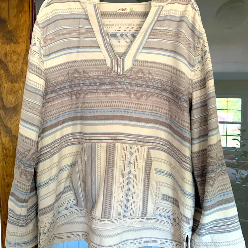 Faherty Womens Multicolor Organic Cotton Aztec Baja Poncho Jnesko Hoodie XL